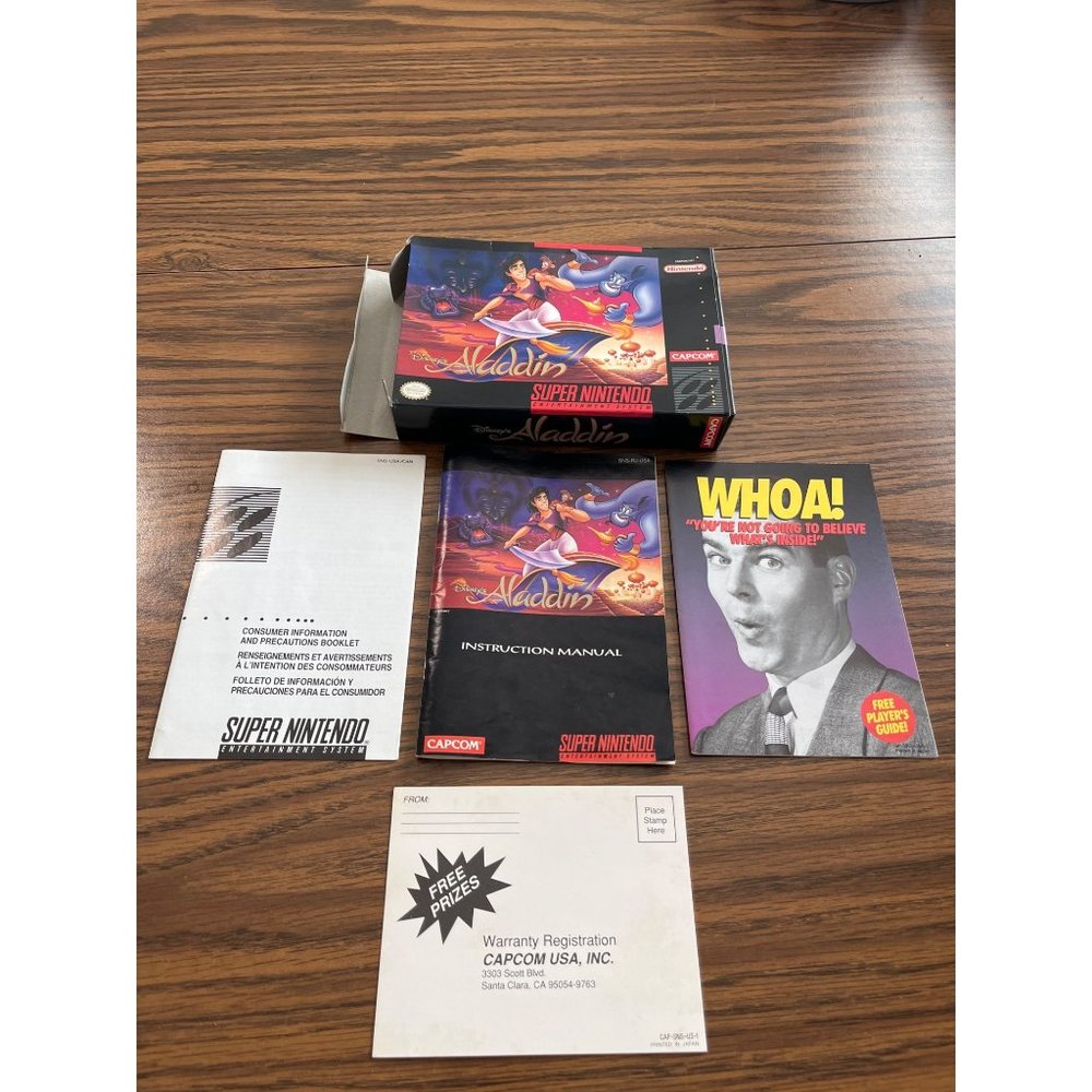 Super Nintendo Aladdin game Box and manual vintage